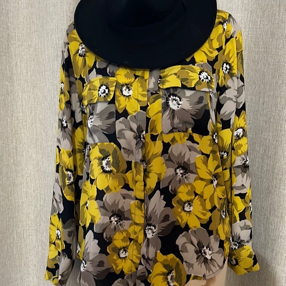 Who What Wear Gold & Gray Long Sleeve Blouse XL - Picture 5 of 7